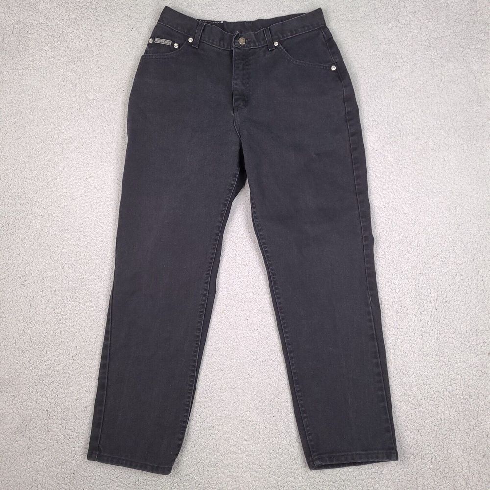 Vintage Lee Riveted Jeans Womens 10 P Black Mom Denim Made In USA